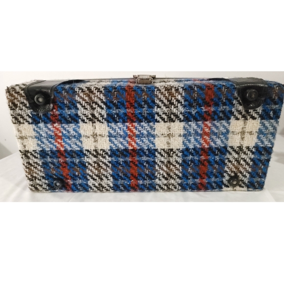 Vintage 1973 Groovy Black & Blue Plaid Tartan 8x17" 8-Track Tape Cassette Case - Picture 6 of 12